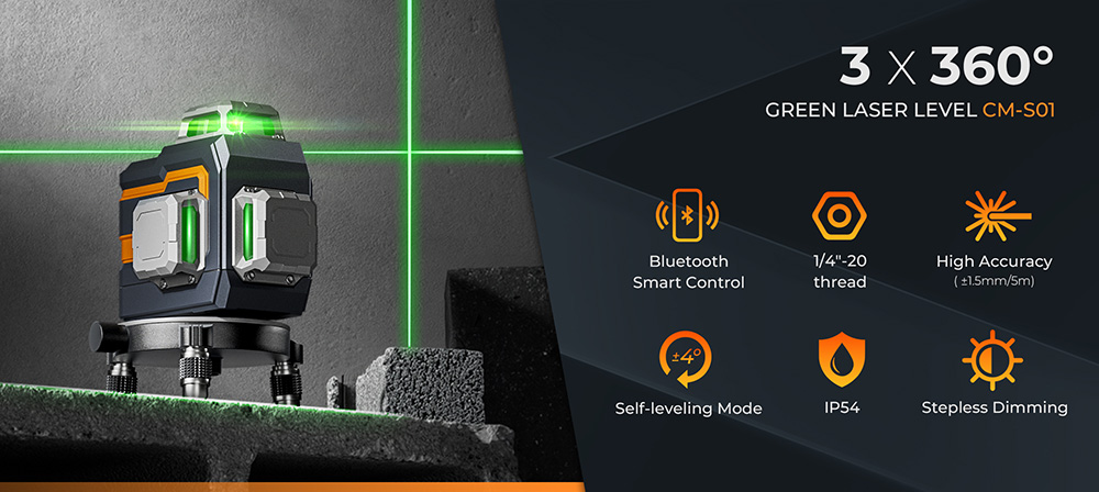 CIGMAN CM-S01 12 Lines Laser Level  With APP Control  3x360°  Self-leveling