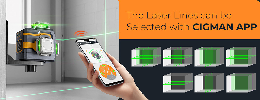 CIGMAN CM-S01 12 Lines Laser Level  With APP Control  3x360°  Self-leveling