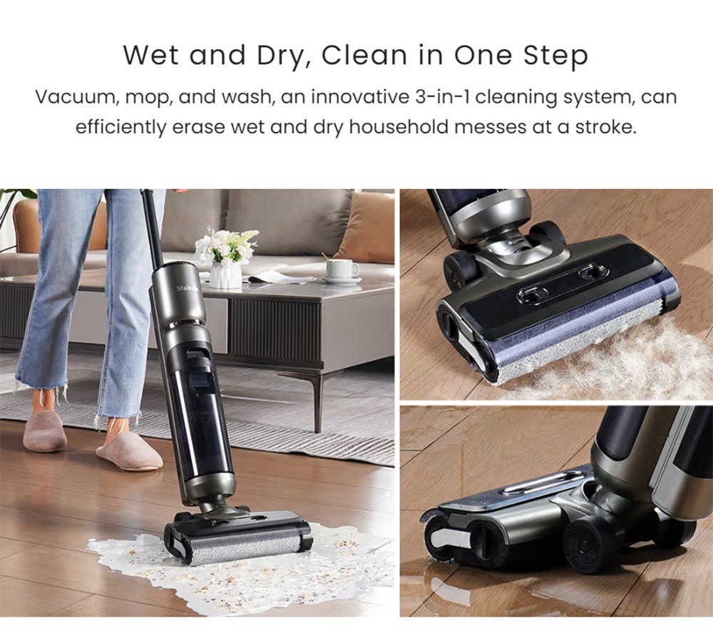 Maircle F1 Cordless Wet Dry Vacuum Cleaner 16kPa Suction 35min Runtime LED Display Self-propelled and Self-Cleaning Voice