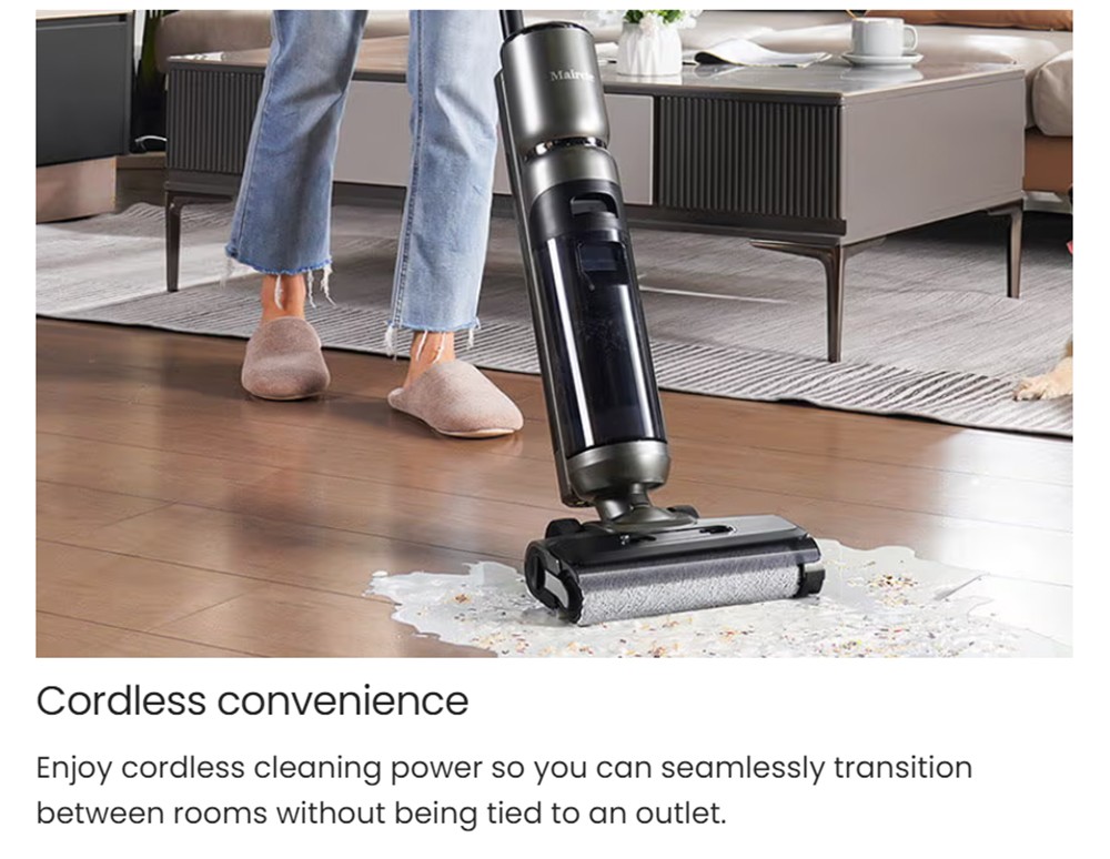 Maircle F1 Cordless Wet Dry Vacuum Cleaner 16kPa Suction 35min Runtime LED Display Self-propelled and Self-Cleaning Voice