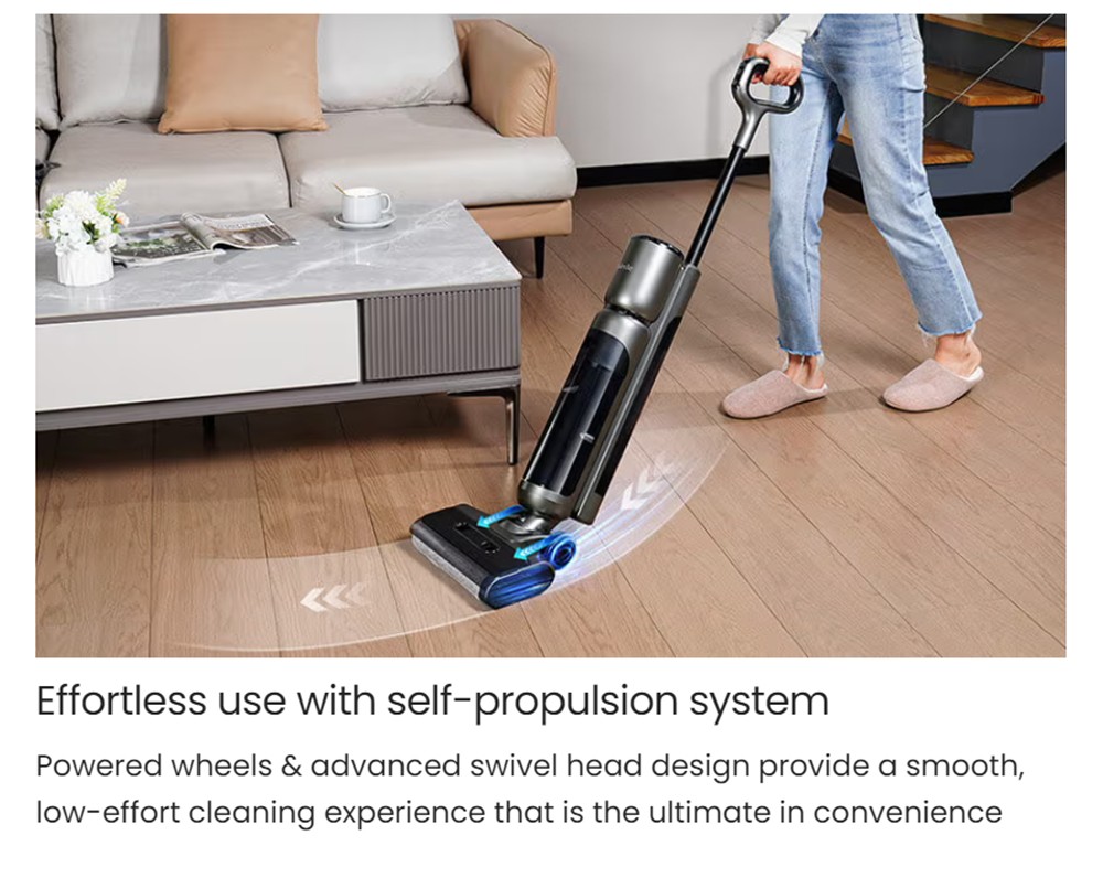 Maircle F1 Cordless Wet Dry Vacuum Cleaner 16kPa Suction 35min Runtime LED Display Self-propelled and Self-Cleaning Voice