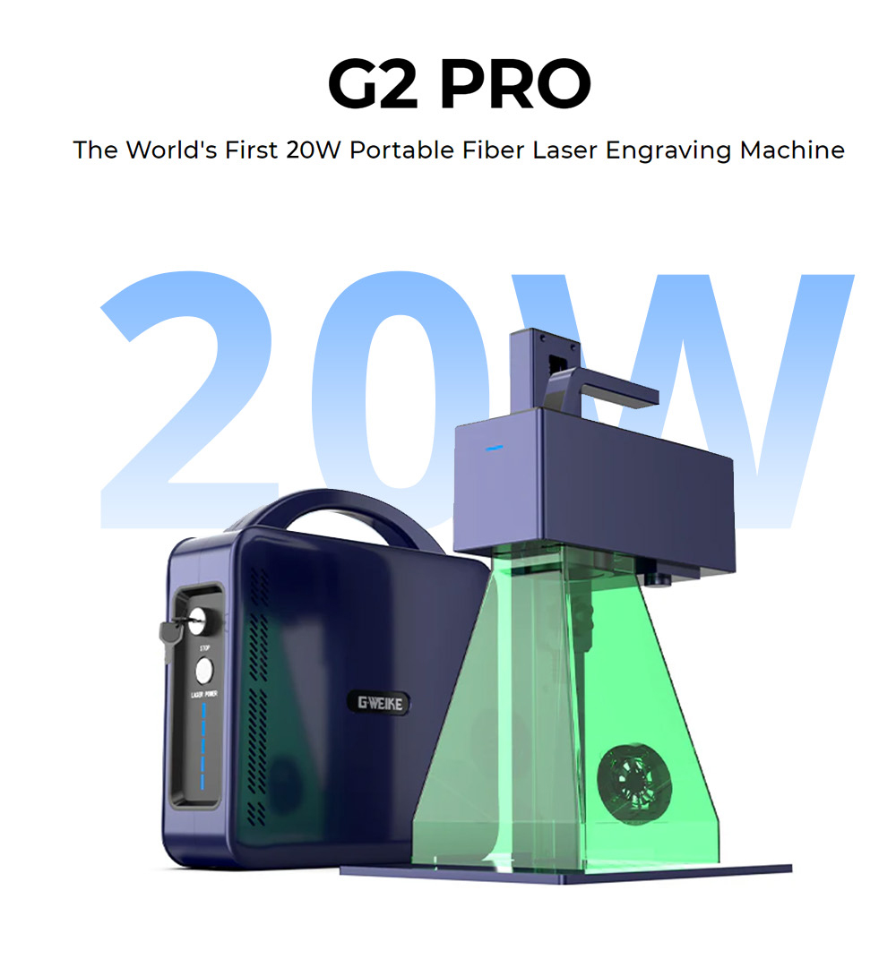 Gweike Cloud G2 Pro 20W Fiber Laser Marking Machine  10000mm/s Speed  0 001mm Accuracy  110mm*110mm  1 5mm Max  Depth on Metal