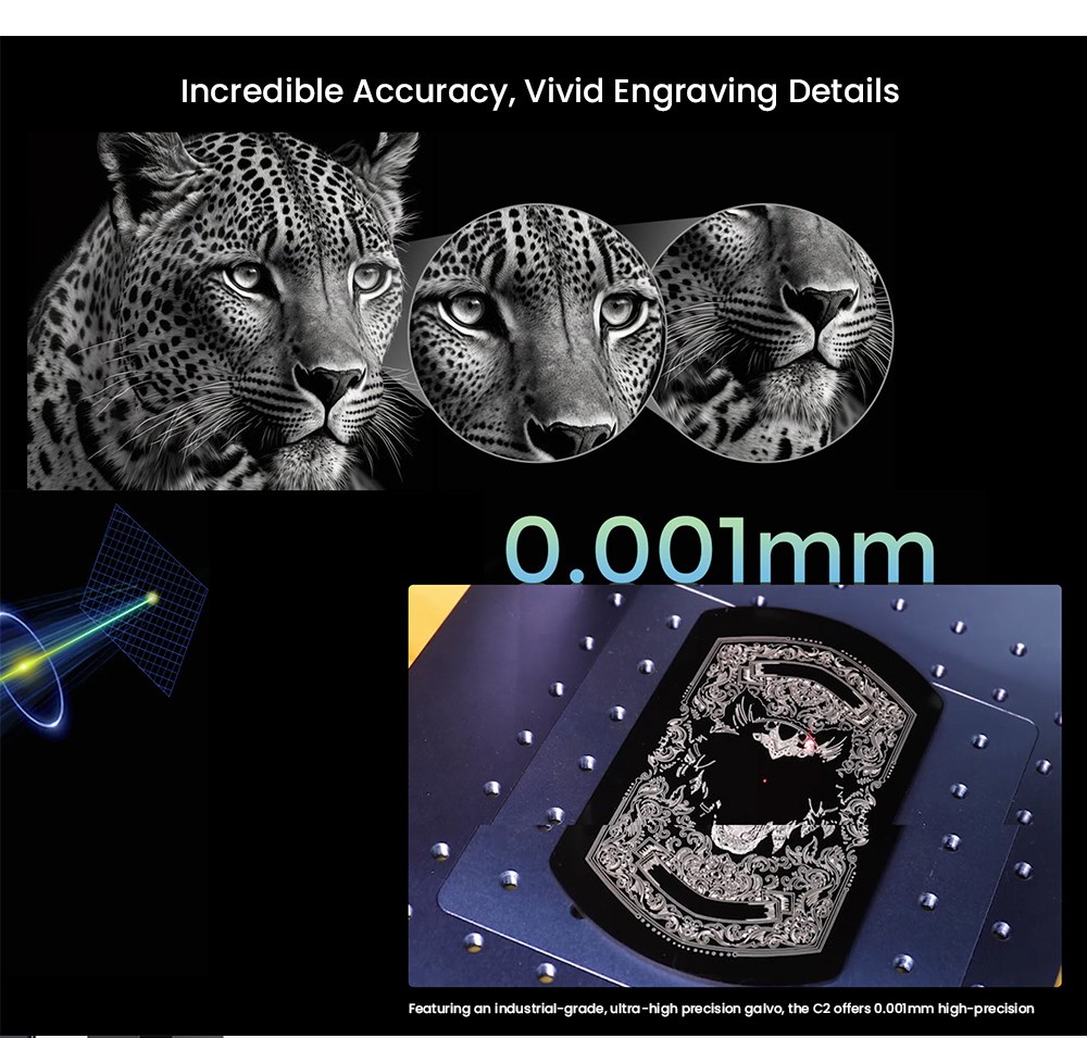 Gweike Cloud G2 Pro 20W Fiber Laser Marking Machine  10000mm/s Speed  0 001mm Accuracy  110mm*110mm  1 5mm Max  Depth on Metal