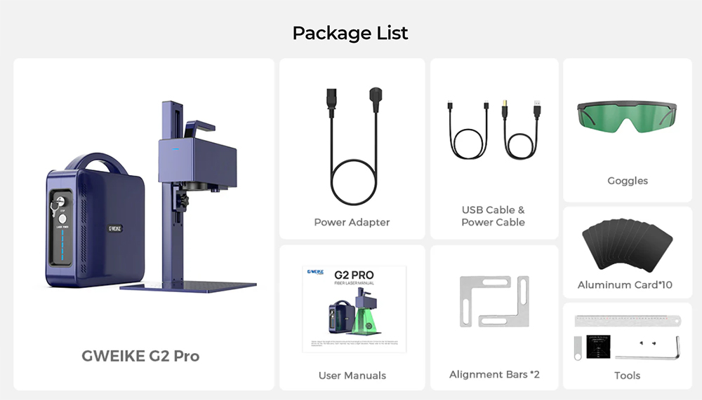 Gweike Cloud G2 Pro 20W Fiber Laser Marking Machine 10000mm/s Speed 0 001mm Accuracy 150mm*150mm 1 5mm Max Depth on Metal