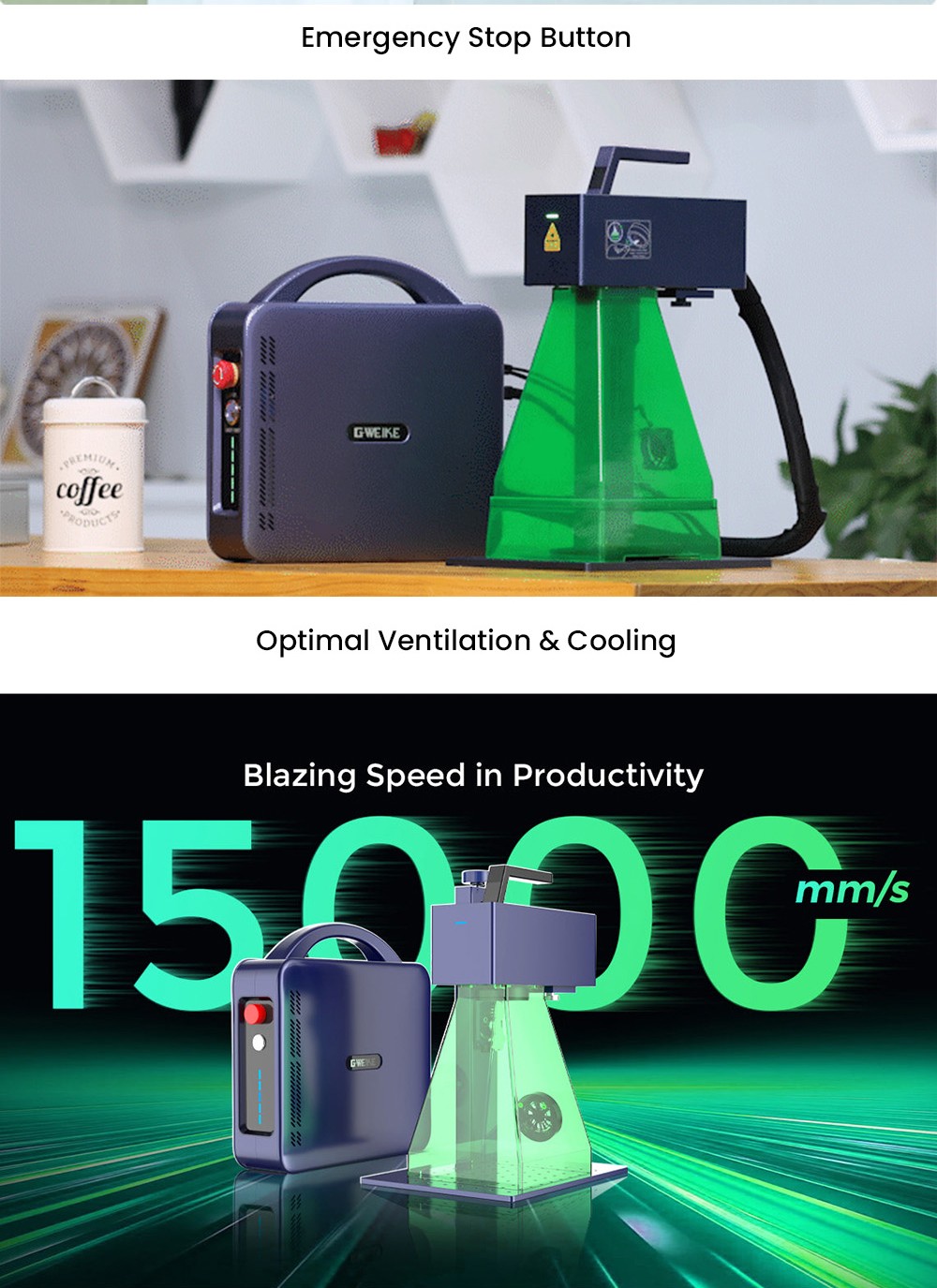 Gweike Cloud G2 Pro 20W Fiber Laser Marking Machine 10000mm/s Speed 0 001mm Accuracy 150mm*150mm 1 5mm Max Depth on Metal