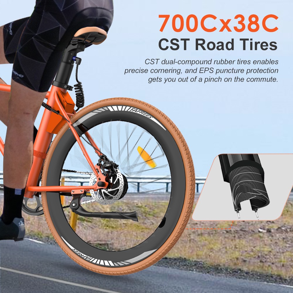 Fafrees F1 Electric Bike 250W Motor 36V 10AH Battery CST 700C*38C Tires 25km/h Max Speed 90km Max Range Dual Mechanical D