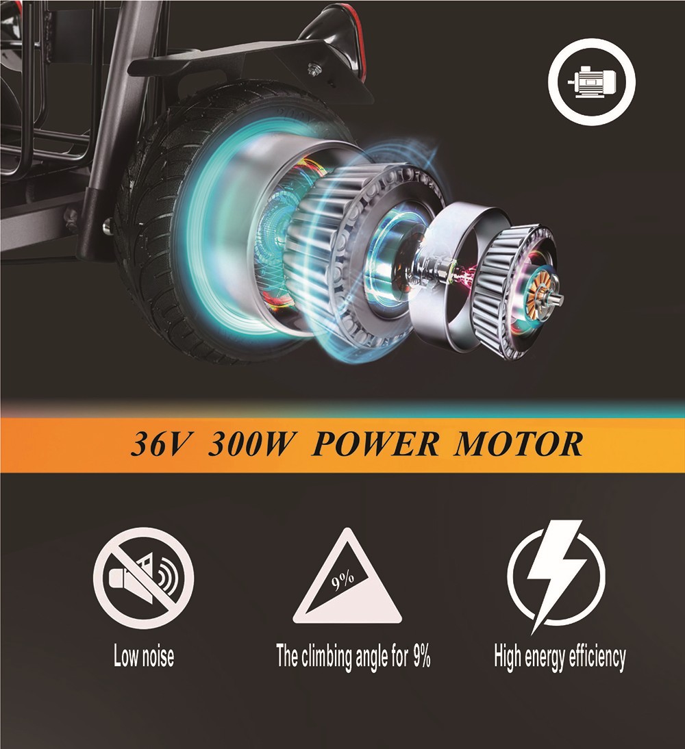 Freejoyer F7 Four-wheel Electric Scooter with Seat 300W Motor 36V 8AH Battery 15km/h Max Speed 25km Max Range