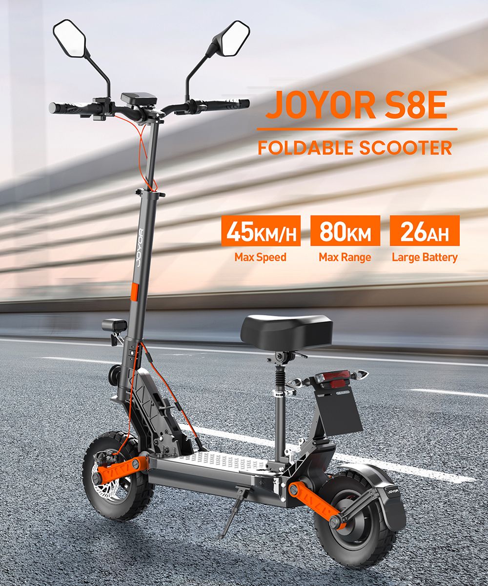 JOYOR S8E Electric Scooter  800W Motor  48V 26AH Battery  10 Inch Tires  45km/h Max Speed  80km Range  Front