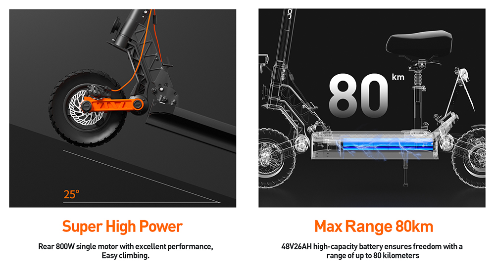 JOYOR S8E Electric Scooter  800W Motor  48V 26AH Battery  10 Inch Tires  45km/h Max Speed  80km Range  Front