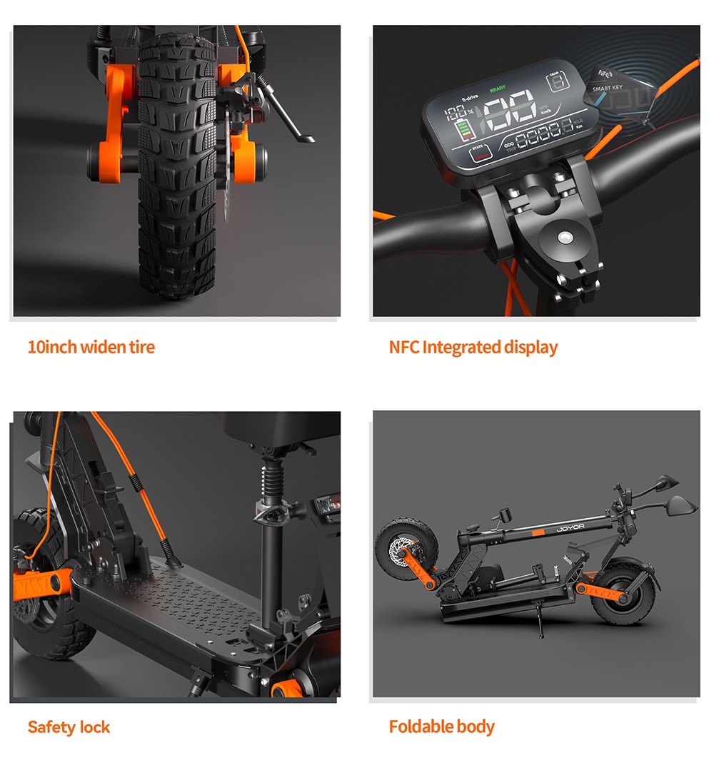 JOYOR S8E Electric Scooter  800W Motor  48V 26AH Battery  10 Inch Tires  45km/h Max Speed  80km Range  Front