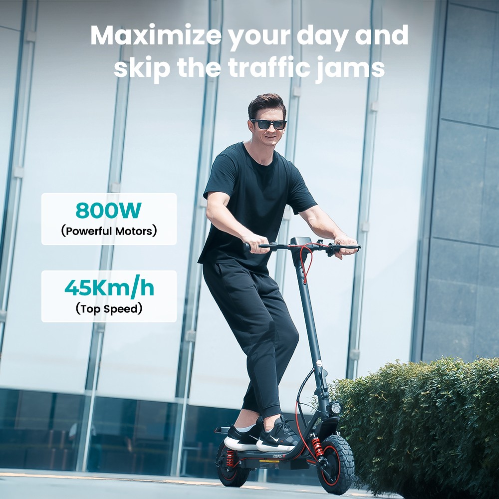 iScooter i10 Pro Electric Scooter 800W Motor 48V 15Ah Battery 10-inch Tires 45km/h Max Speed 60km Range Electronic Brake