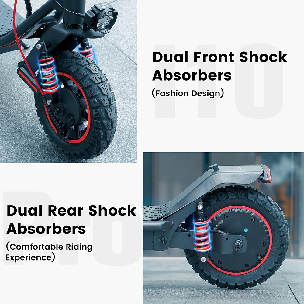 iScooter i10 Pro Electric Scooter 800W Motor 48V 15Ah Battery 10-inch Tires 45km/h Max Speed 60km Range Electronic Brake