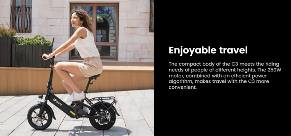 DYU C3 Folding Electric Bike 250W Motor 36V 7 5AH Battery 14 Inch Tires 25km/h Max Speed 37km Range Front