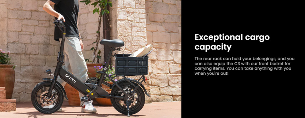 DYU C3 Folding Electric Bike 250W Motor 36V 7 5AH Battery 14 Inch Tires 25km/h Max Speed 37km Range Front