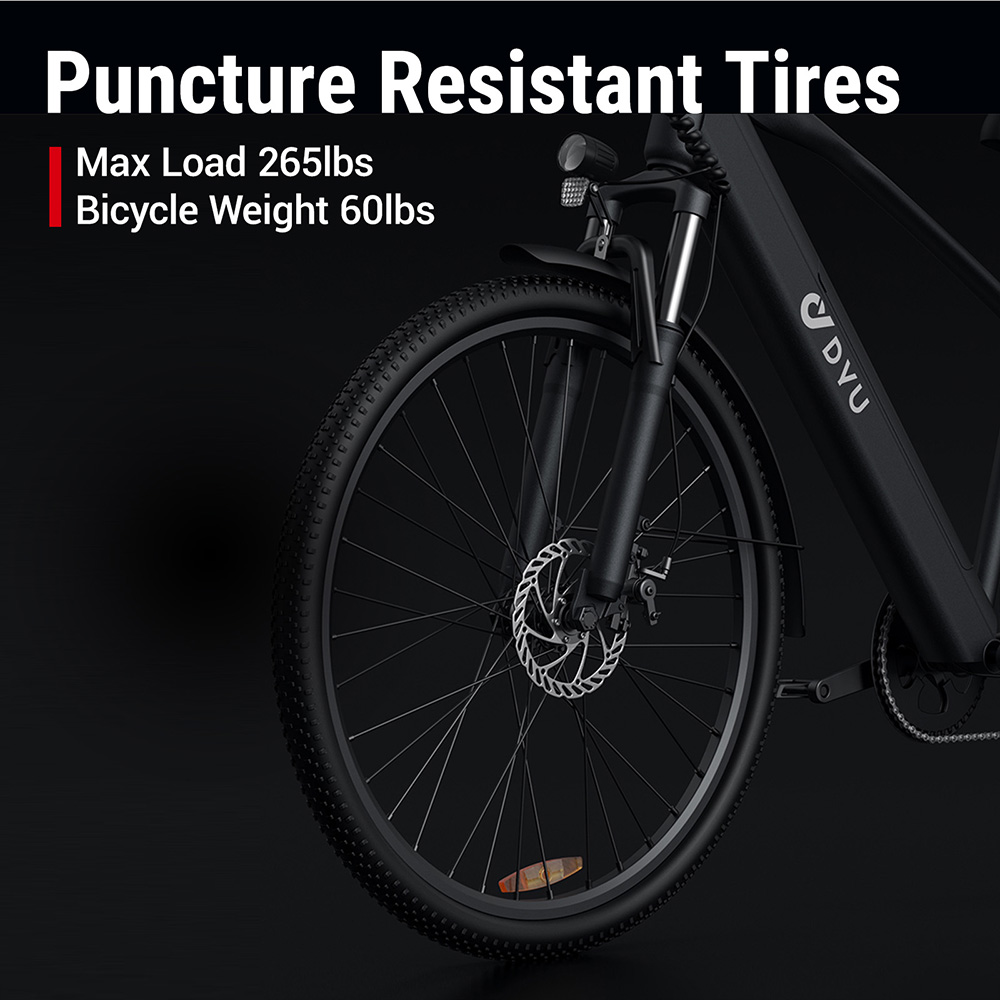 DYU C5 City Electric Bike 250W Motor 48V 10AH Battery 27 5 Inch Tire 25km/h Max Speed 65km Range Dual Disc Brakes Shiman
