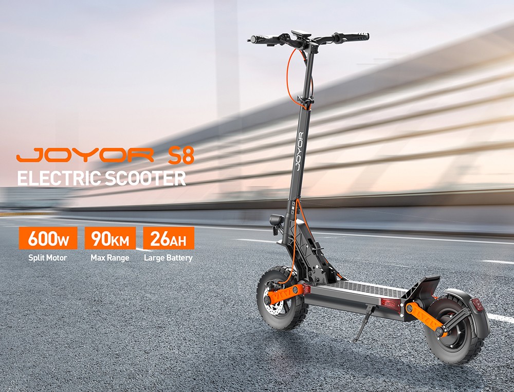 Joyor S8 Electric Scooter 600W Motor 48V 26AH Battery 10 Inch Tires 25km/h Max Speed 90km Range Dual Mechanical Disc Brak