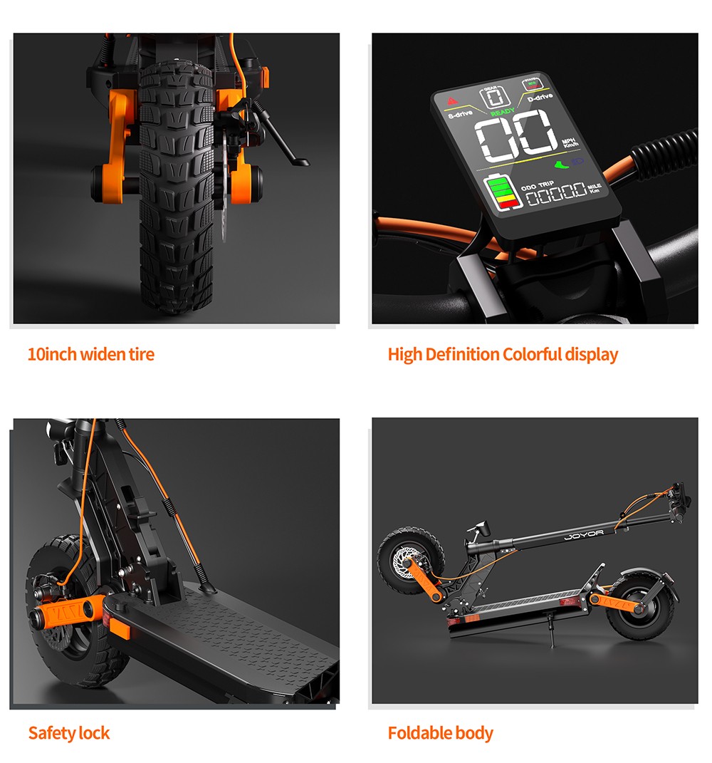 Joyor S8 Electric Scooter 600W Motor 48V 26AH Battery 10 Inch Tires 25km/h Max Speed 90km Range Dual Mechanical Disc Brak