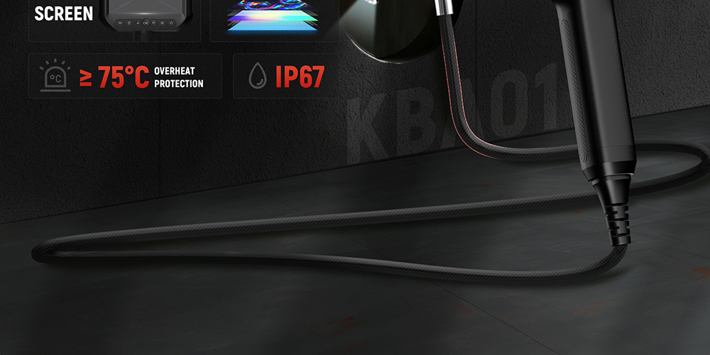 KAIWEETS KBA01 Two-Way Articulating Borescope  210° Rotatable Camera  8 LED Lights  4 3inch Display  1920*1080P  IP67 Waterpro