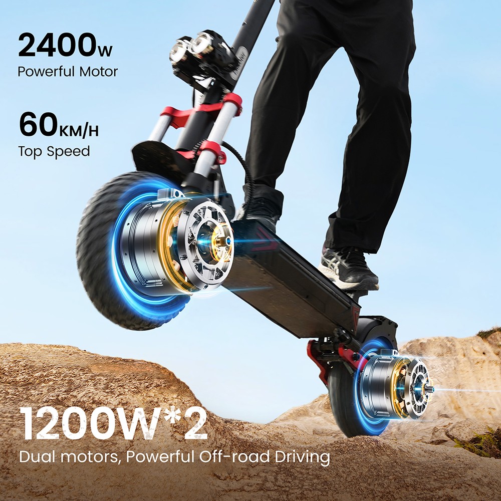 iScooter iX8 Electric Scooter 2*1200W Motor 48V 20AH Battery 12-inch Tire 60km/h Max Speed 70km Range Dual Hydraulic Disc