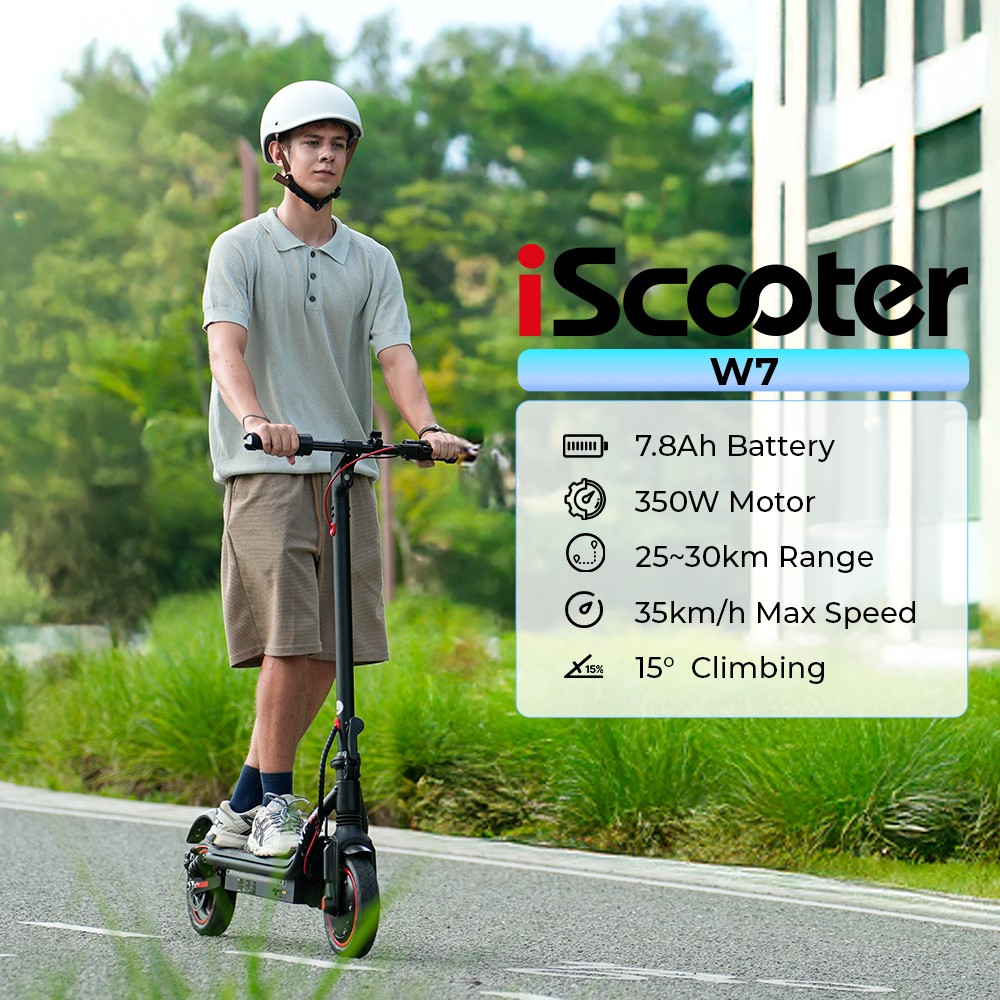 iScooter W7 Electric Scooter 350W Motor 42V 7 8AH Battery 8 5-inch Tire 35km/h Max Speed 30km Range Disc Brake Dual Shoc