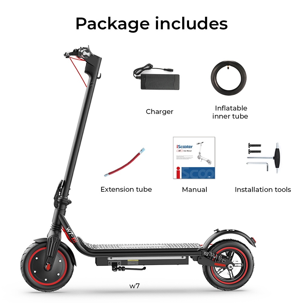 iScooter W7 Electric Scooter 350W Motor 42V 7 8AH Battery 8 5-inch Tire 35km/h Max Speed 30km Range Disc Brake Dual Shoc