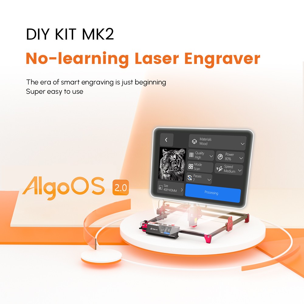 AlgoLaser DIY KIT MK2 10W Laser Engraver  Air Pump  Dual-core CPU  3 5inch Touch Screen  0 01mm Accuracy  12 000mm/min Engravin