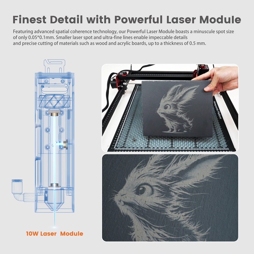 AlgoLaser DIY KIT MK2 10W Laser Engraver  Air Pump  Dual-core CPU  3 5inch Touch Screen  0 01mm Accuracy  12 000mm/min Engravin