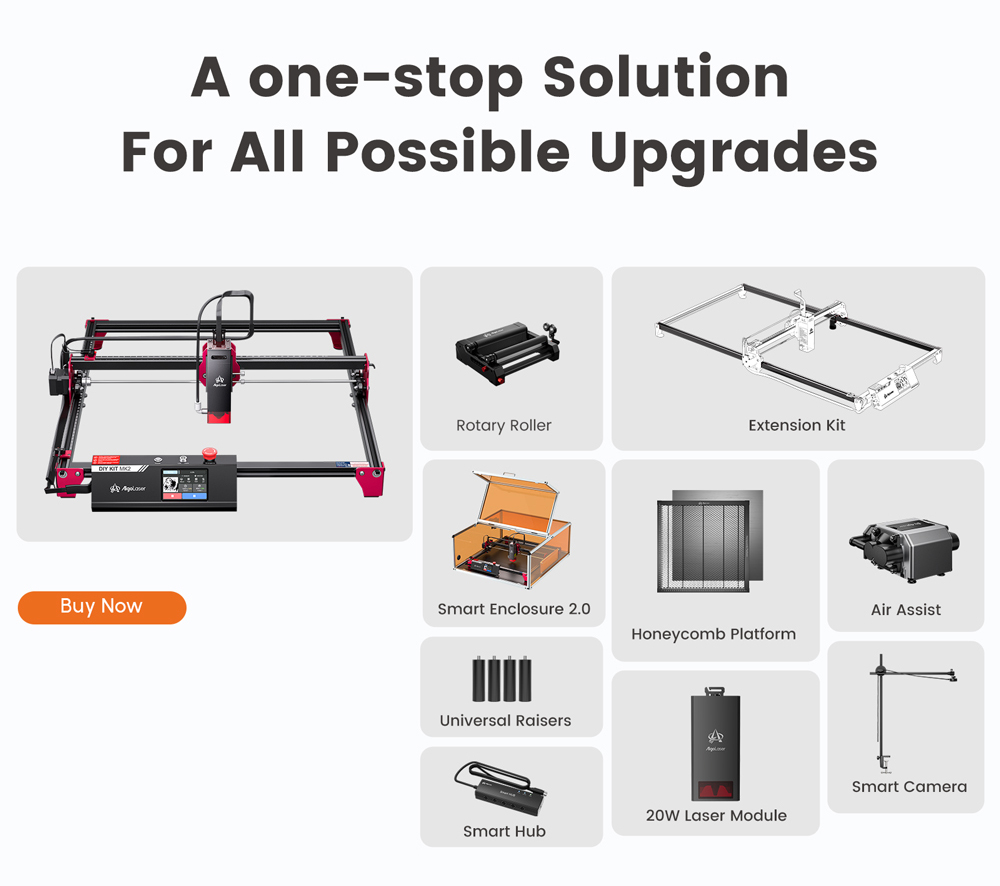 AlgoLaser DIY KIT MK2 10W Laser Engraver  Air Pump  Dual-core CPU  3 5inch Touch Screen  0 01mm Accuracy  12 000mm/min Engravin