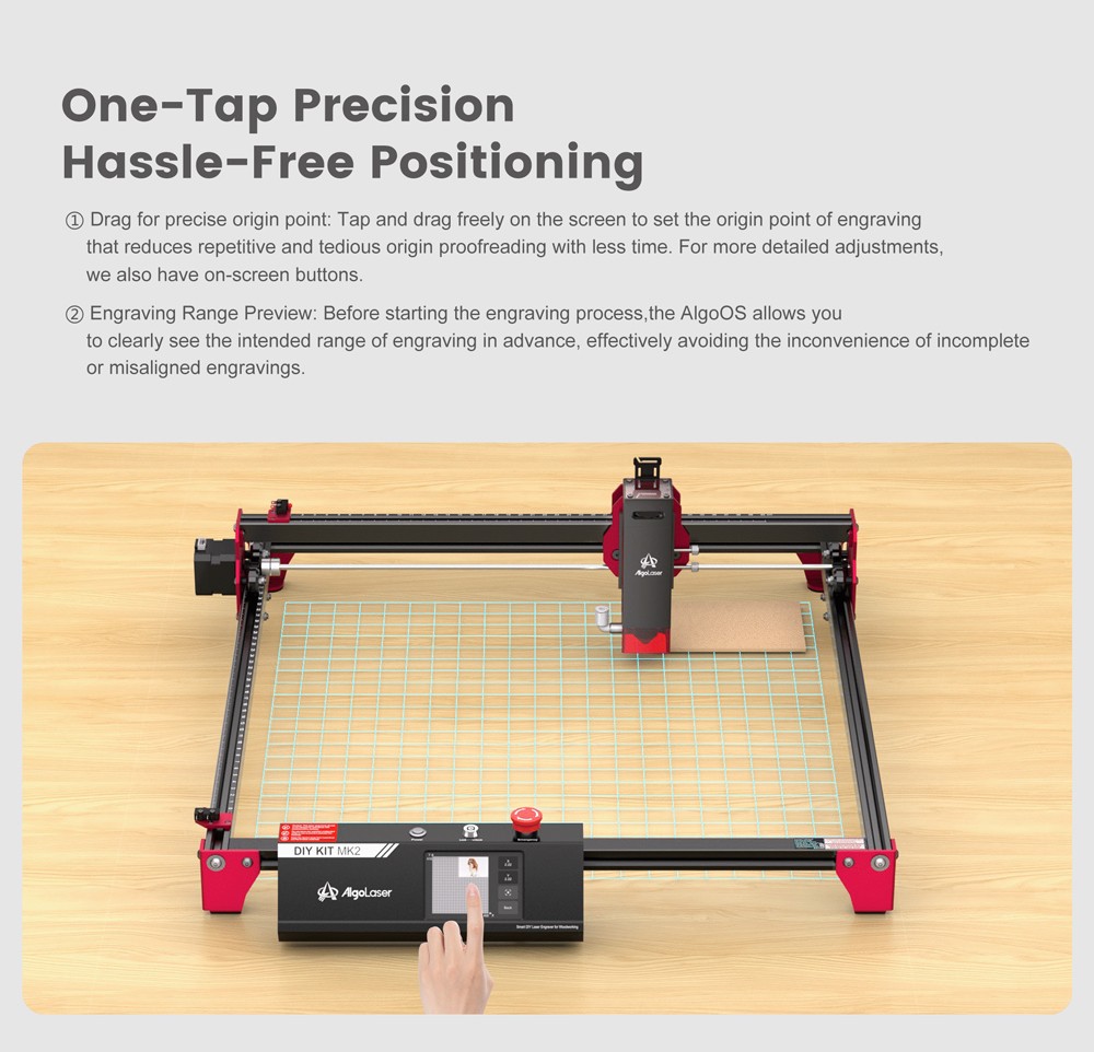 AlgoLaser DIY KIT MK2 10W Laser Engraver  Air Pump  Dual-core CPU  3 5inch Touch Screen  0 01mm Accuracy  12 000mm/min Engravin