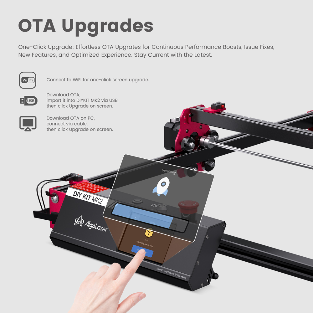 AlgoLaser DIY KIT MK2 10W Laser Engraver  Air Pump  Dual-core CPU  3 5inch Touch Screen  0 01mm Accuracy  12 000mm/min Engravin