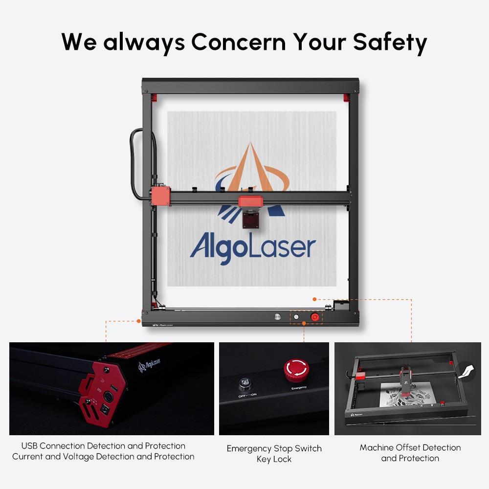 AlgoLaser Alpha 10W Laser Engraver  400mm/s Engraving Speed  400*400mm  157 5*157 5inch  - EU Plug