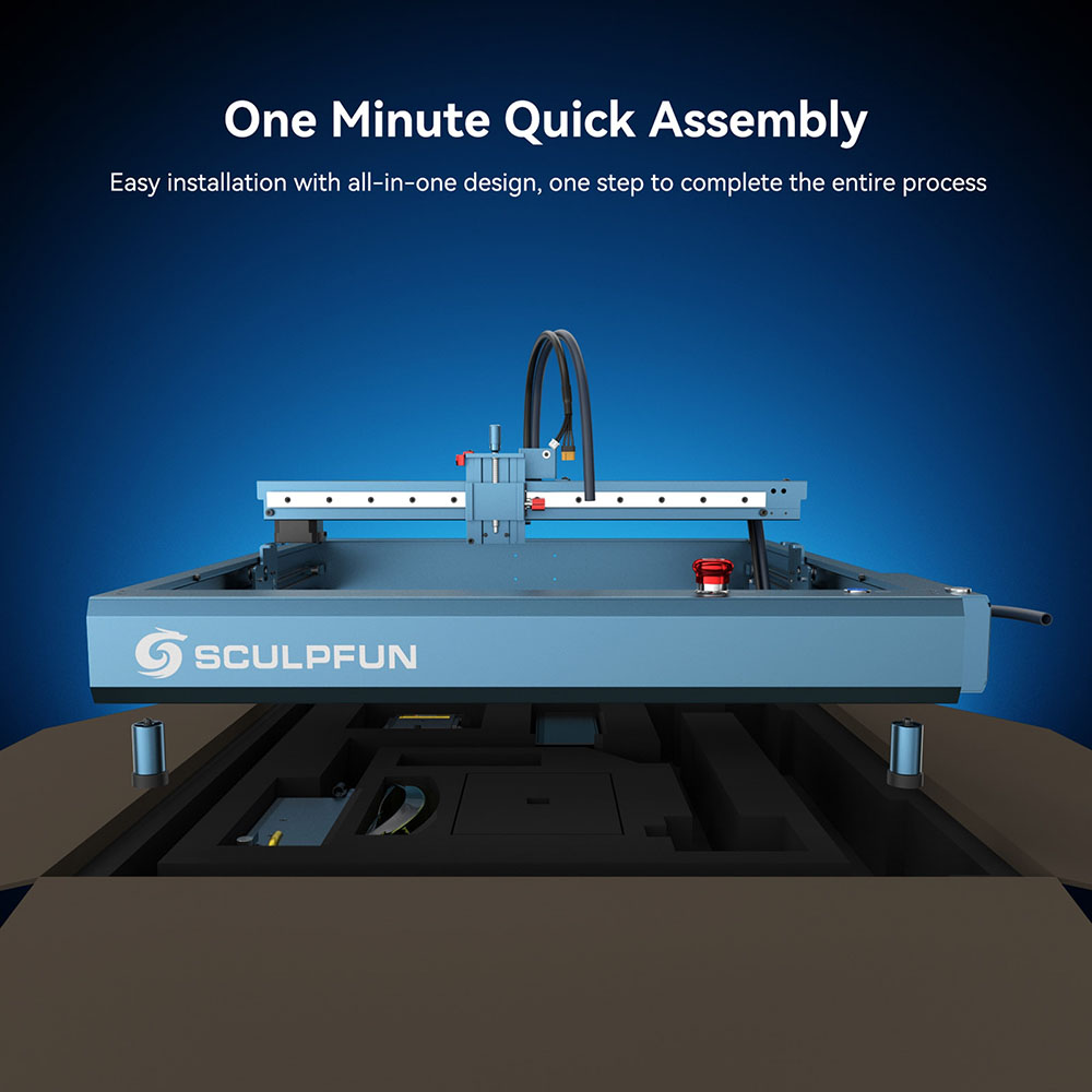 SCULPFUN SF-A9 Laser Engraver Cutter 40W/20W Switchable Laser Power Auto Air Assist 36000mm/min Engraving Speed