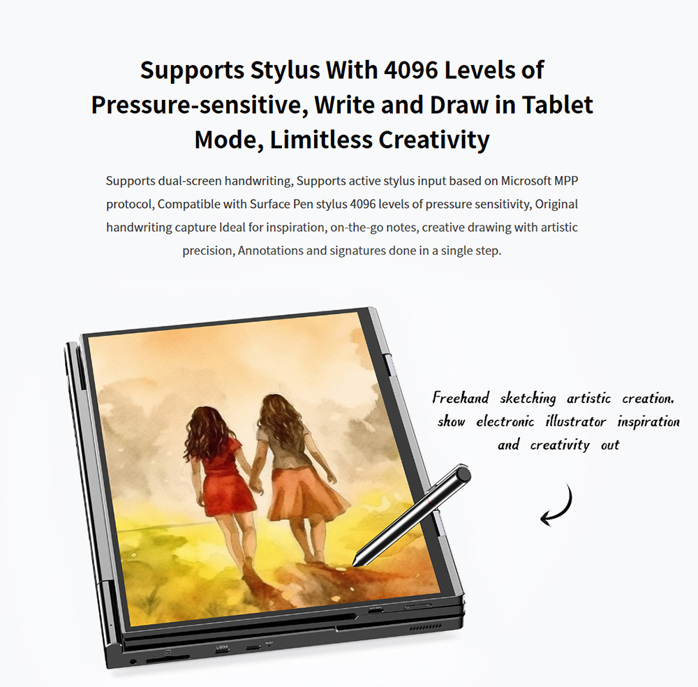 GPD DUO 13 3-inch Dual-OLED Screen Laptop AMD Ryzen AI 9 HX 370 12 Core Max 5 1GHz 2880*1800 32GB LPDDR5 RAM 1TB SSD WiF