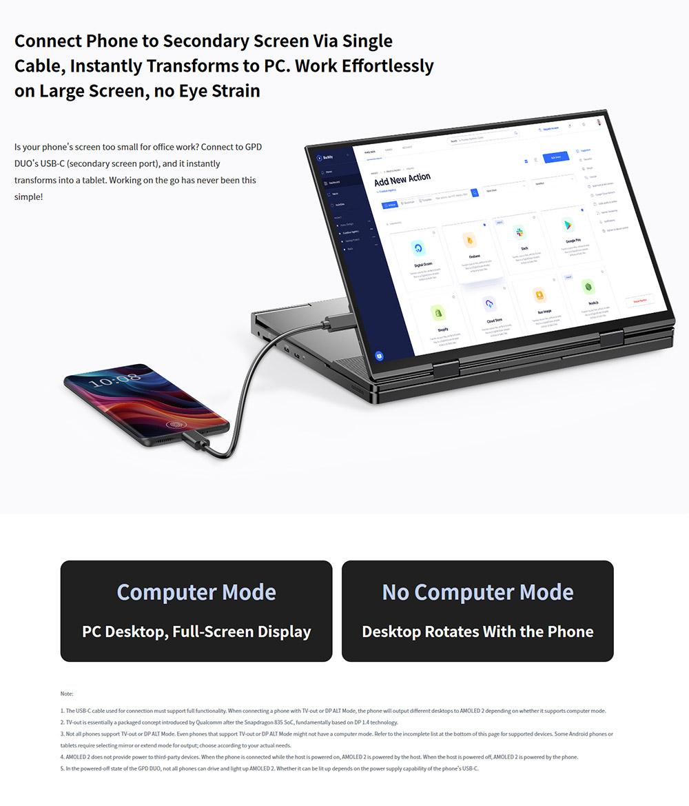 GPD DUO 13 3-inch Dual-OLED Screen Laptop AMD Ryzen AI 9 HX 370 12 Core Max 5 1GHz 2880*1800 32GB LPDDR5 RAM 1TB SSD WiF