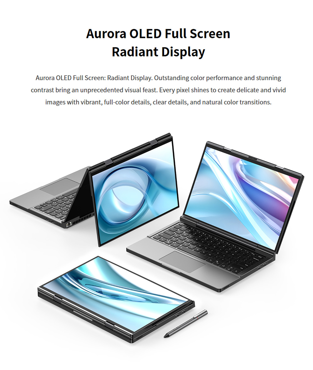 GPD DUO 13 3-inch Dual-OLED Screen Laptop AMD Ryzen AI 9 HX 370 12 Core Max 5 1GHz 2880*1800 32GB LPDDR5 RAM 1TB SSD WiF
