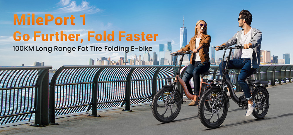 HillMiles MilePort 1 Electric Bike 250W Motor 36V 13AH Battery 20*3 0-inch Tire 25km/h Max Speed 100km Max Range Front Fo