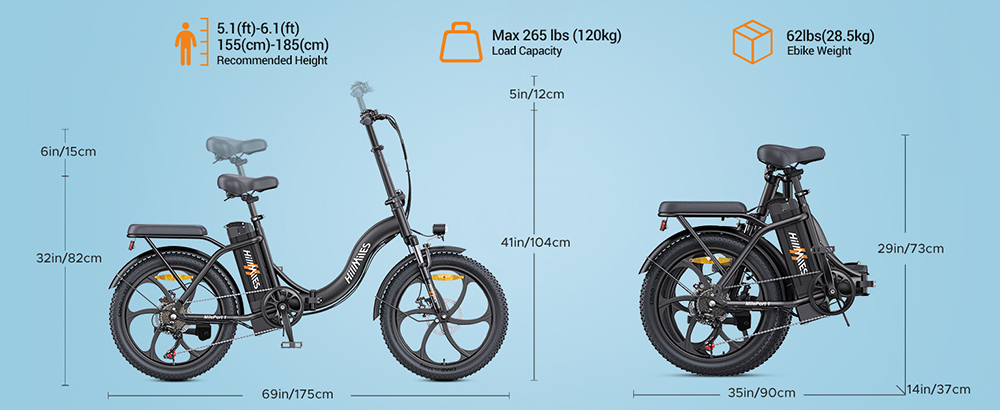 HillMiles MilePort 1 Electric Bike 250W Motor 36V 13AH Battery 20*3 0-inch Tire 25km/h Max Speed 100km Max Range Front Fo