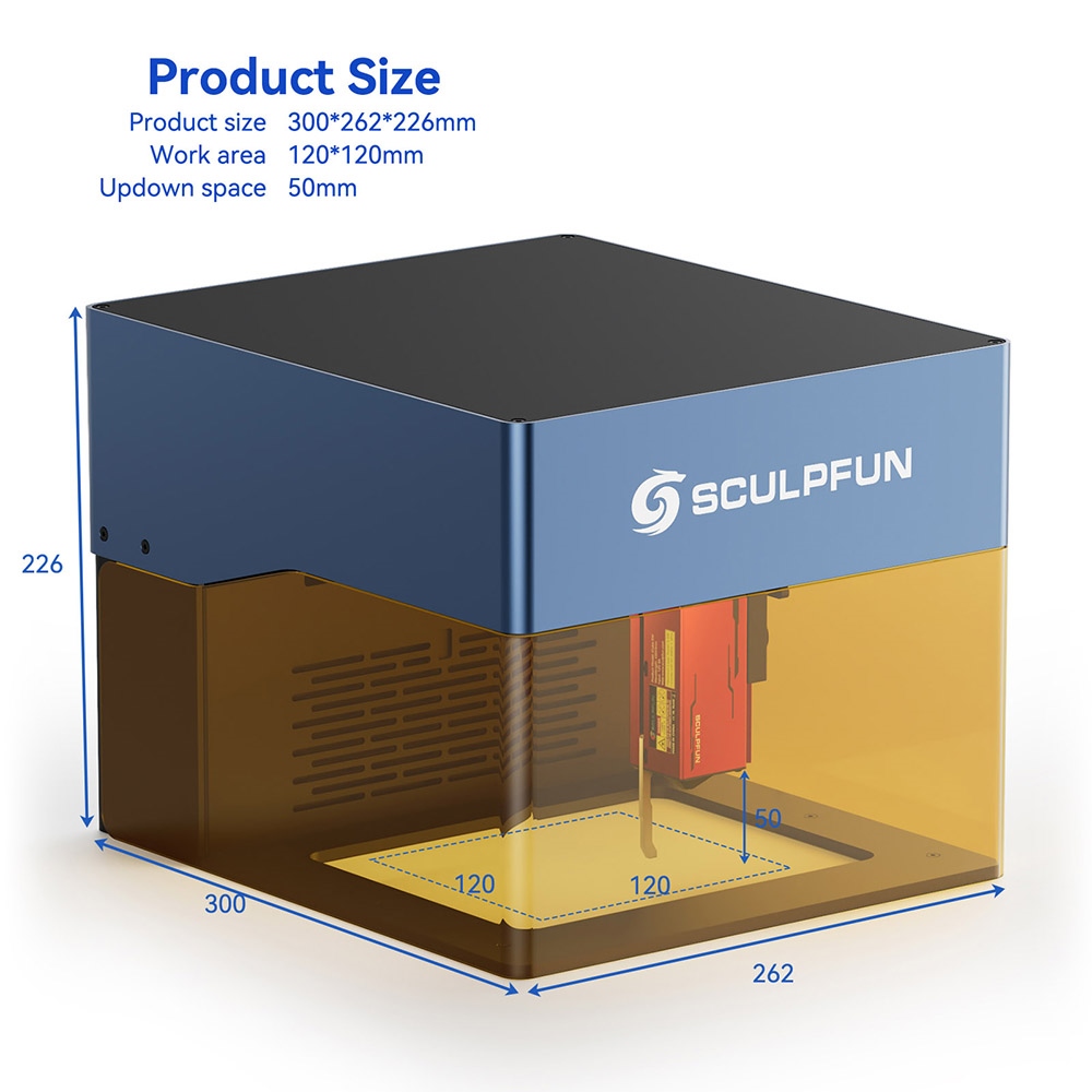 Sculpfun iCube Pro Max 10W Laser Engraver 0 08mm Laser Spot 10000mm/min Engraving Speed 120x120mm