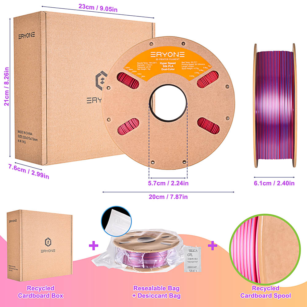 ERYONE High Speed Silk Dual-color PLA Filament - Blue