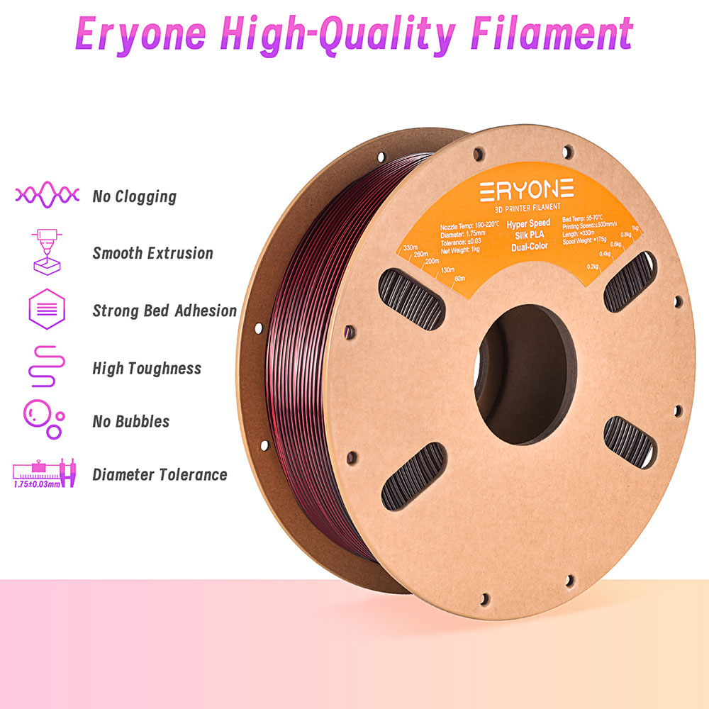 ERYONE High Speed Silk Dual-color PLA Filament - Black