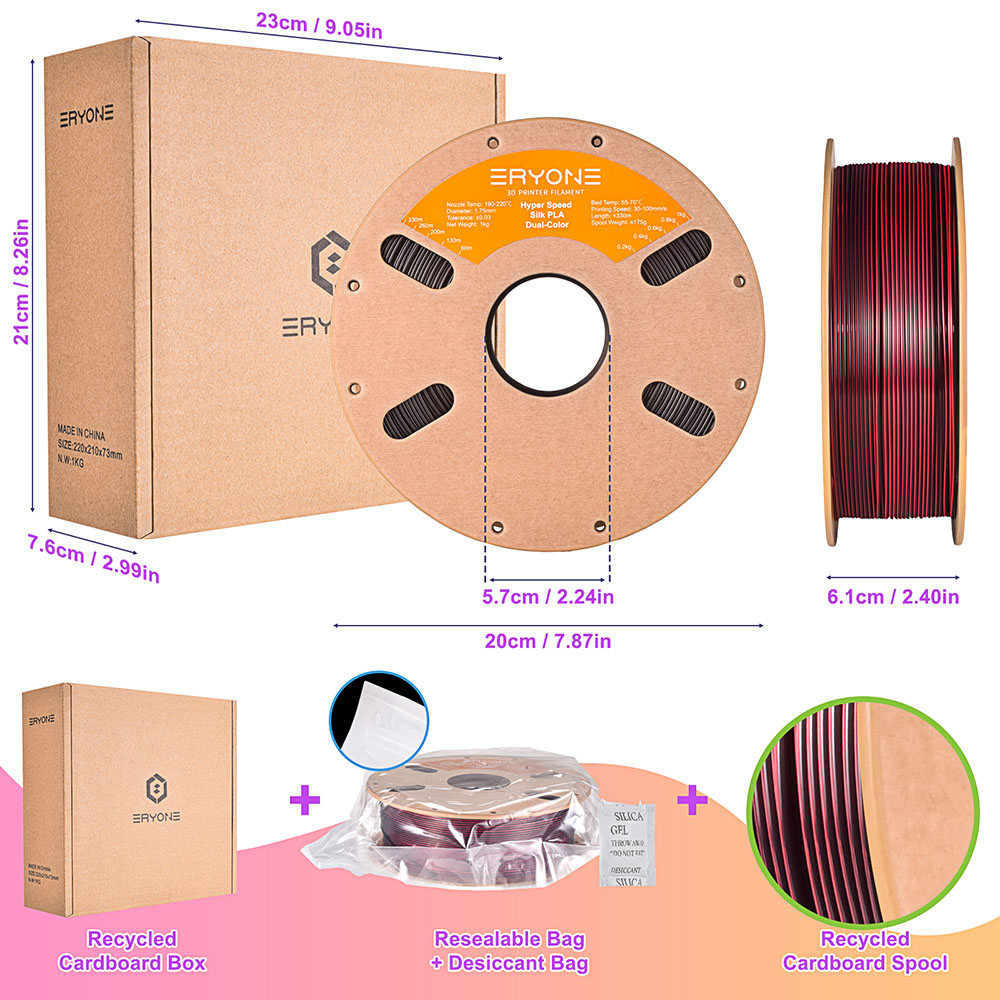 ERYONE High Speed Silk Dual-color PLA Filament - Black