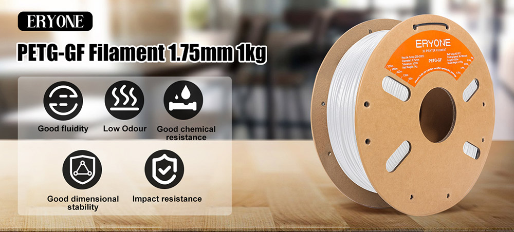 ERYONE Glass Fiber PETG Filament 1kg - White