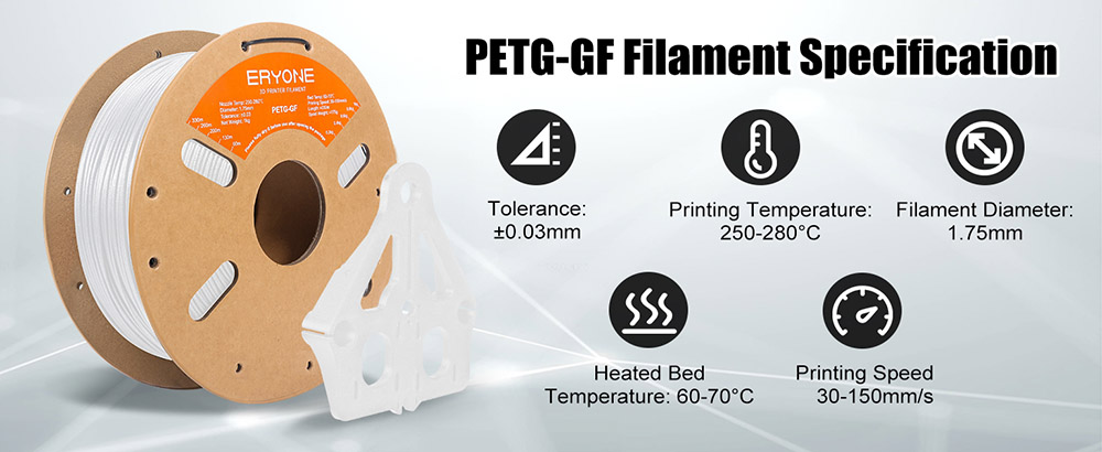ERYONE Glass Fiber PETG Filament 1kg - White