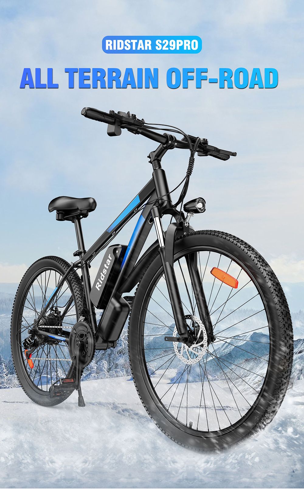 Ridstar S29 Pro Electric Bike 1000W Motor 48V 15 6AH Battery 29*2 1-inch Tires 25km/h Max Speed 60km Range Mechanical Dis