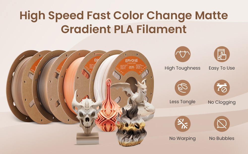 ERYONE High Speed Matte Gradient PLA Filament 1kg Golden