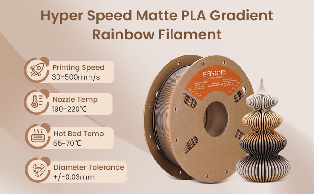 ERYONE High Speed Matte Gradient PLA Filament 1kg Golden