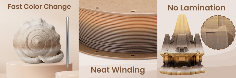 ERYONE High Speed Matte Gradient PLA Filament 1kg Dark Brown