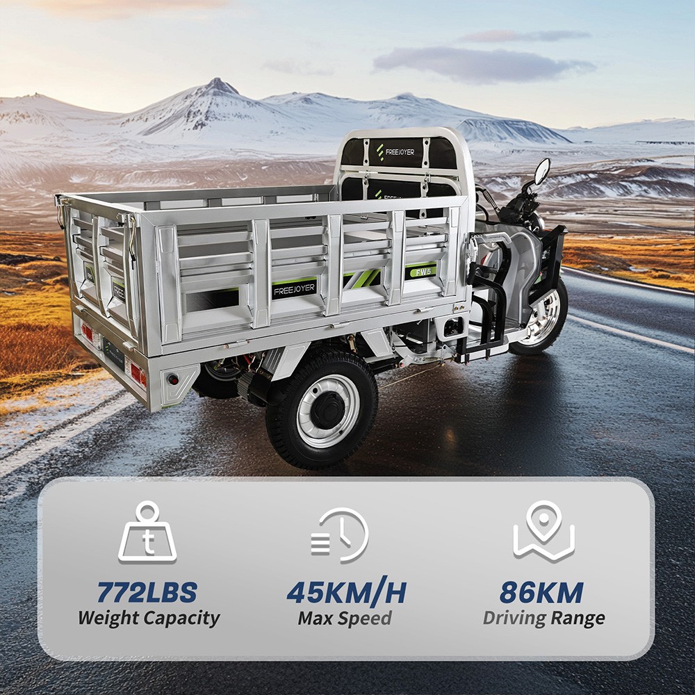 Freejoyer FW5 Electric Cargo Tricycle 3000W Motor 72V 58Ah Battery 45km/h Max Speed 86km Range Front Disc Brake