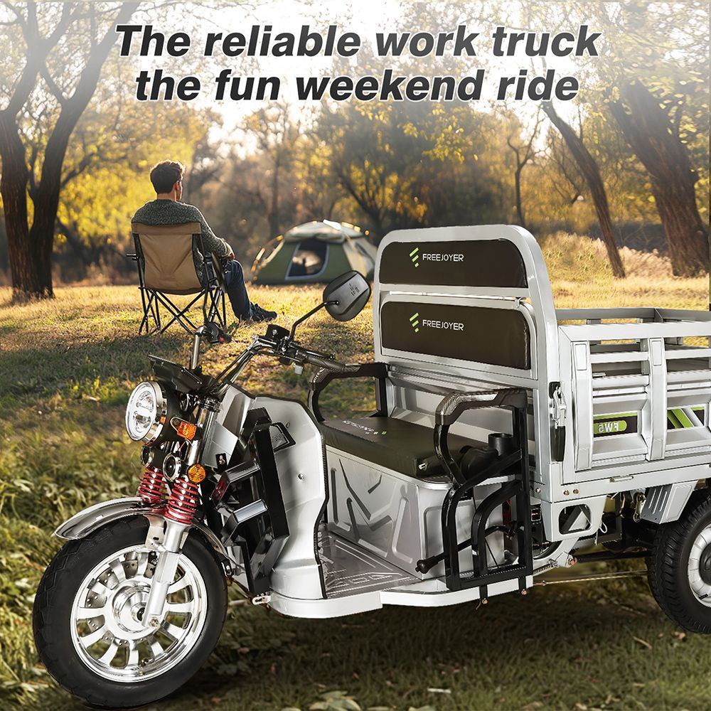 Freejoyer FW5 Electric Cargo Tricycle 3000W Motor 72V 58Ah Battery 45km/h Max Speed 86km Range Front Disc Brake