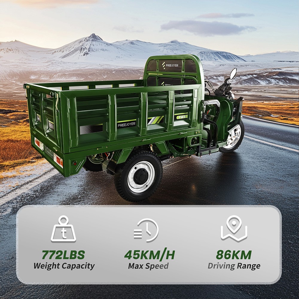 Freejoyer FW5 Electric Cargo Tricycle 3000W Motor 72V 58Ah Battery 45km/h Max Speed 86km Range Front Disc Brake